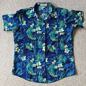 Tropical Blue and Green Hawaiian Shirt